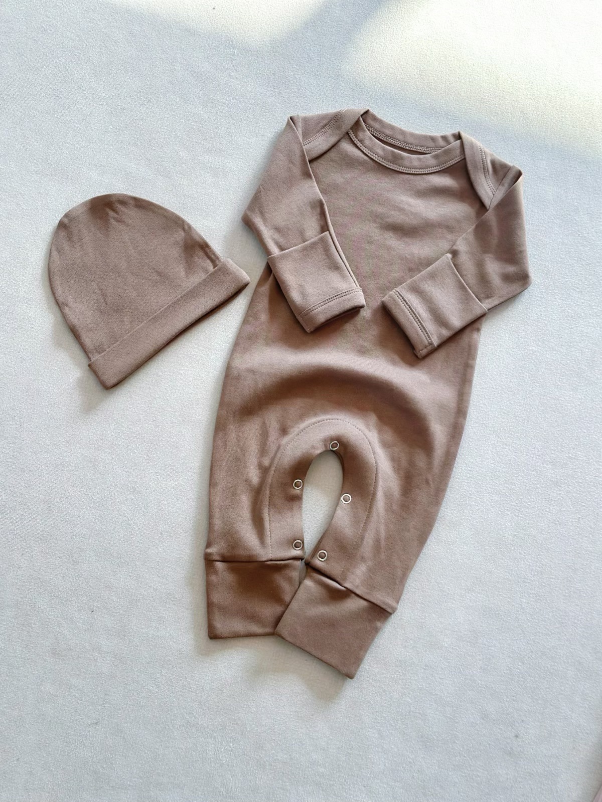 Winter Baby Solid Color Long Sleeved Jumpsuit Newborn Bag Fart Jacket photo 5