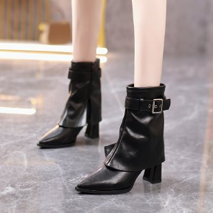 Stylish Pointed-toe Chunky-heel Fashion Boots photo 4