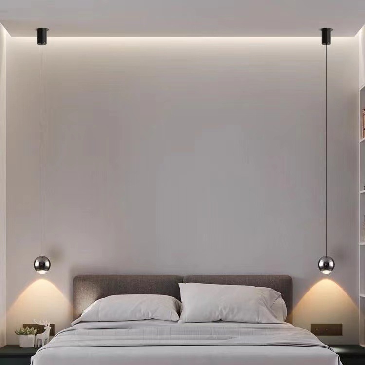 Modern Minimalist Bedroom Round Ball Touch-control Dimmable Pendant Light photo 2
