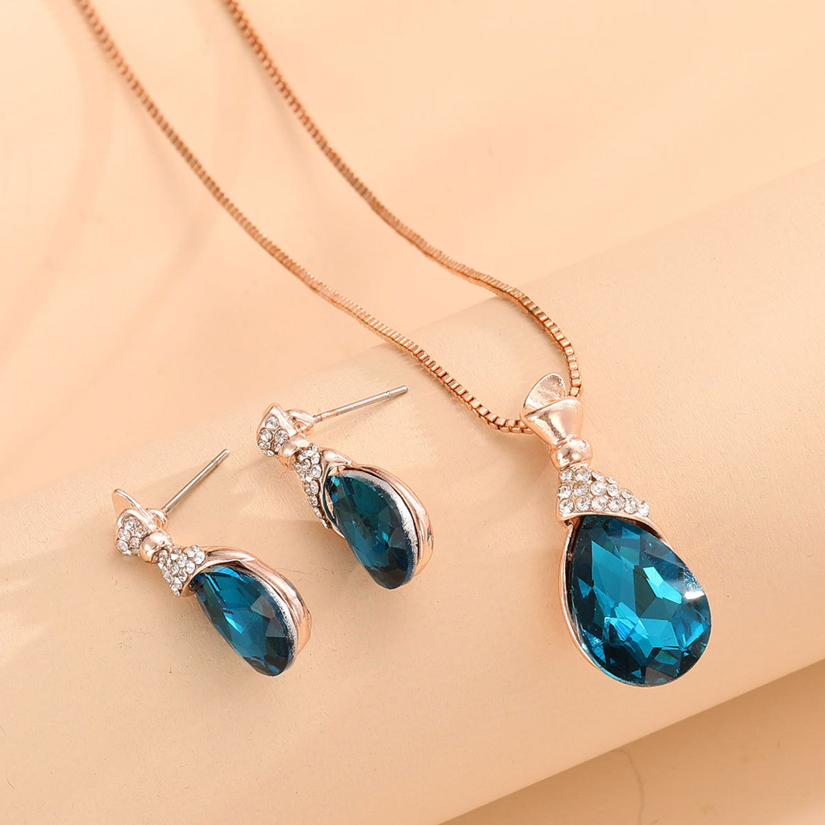 Bridal Jewelry Peacock Gem Necklace Earrings photo 3