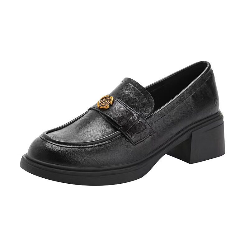 Retro Chunky-heeled Womens Slip-on Round-toe Pumps photo 2