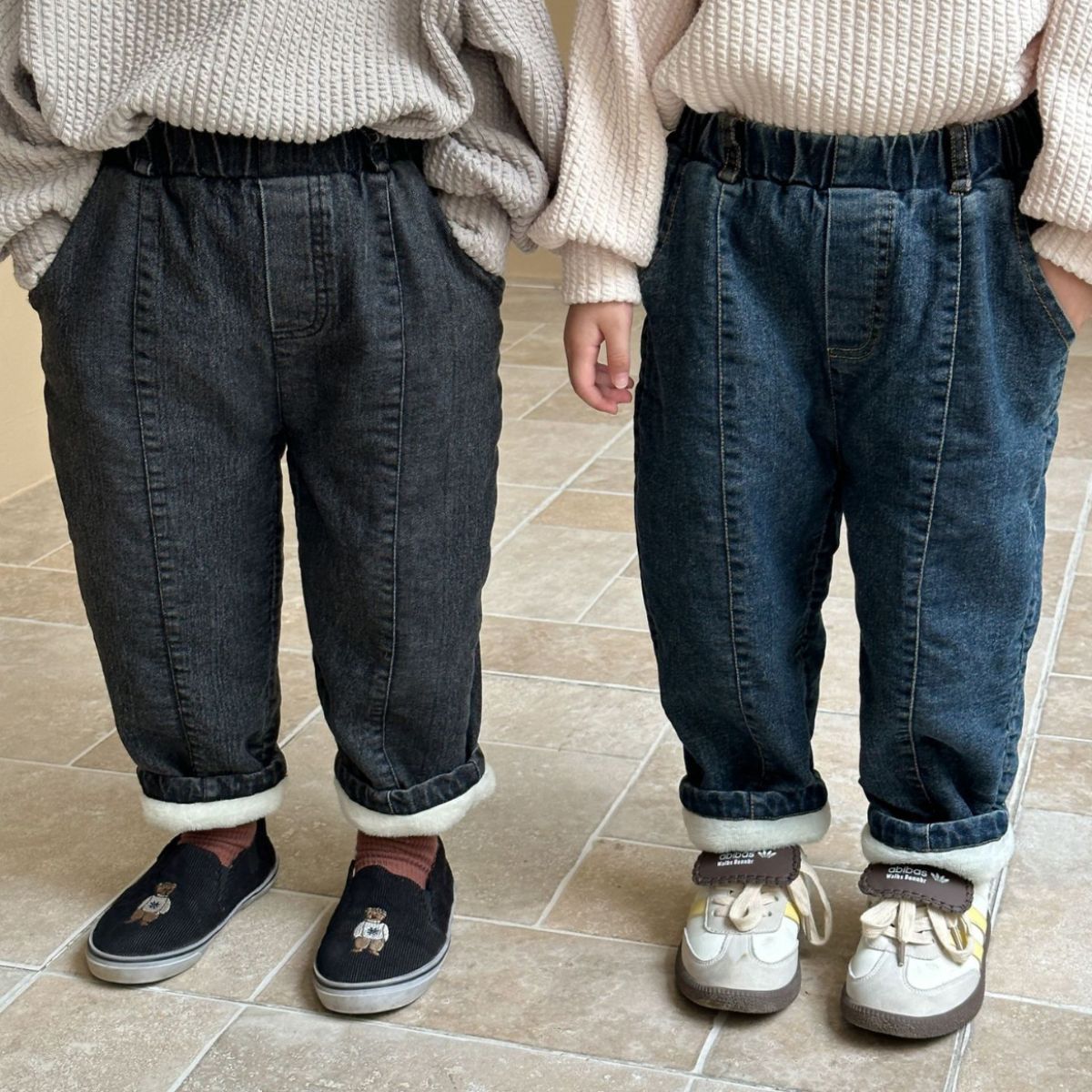 Children's Thickened Warm Skinny-fit Denim Trousers photo 1