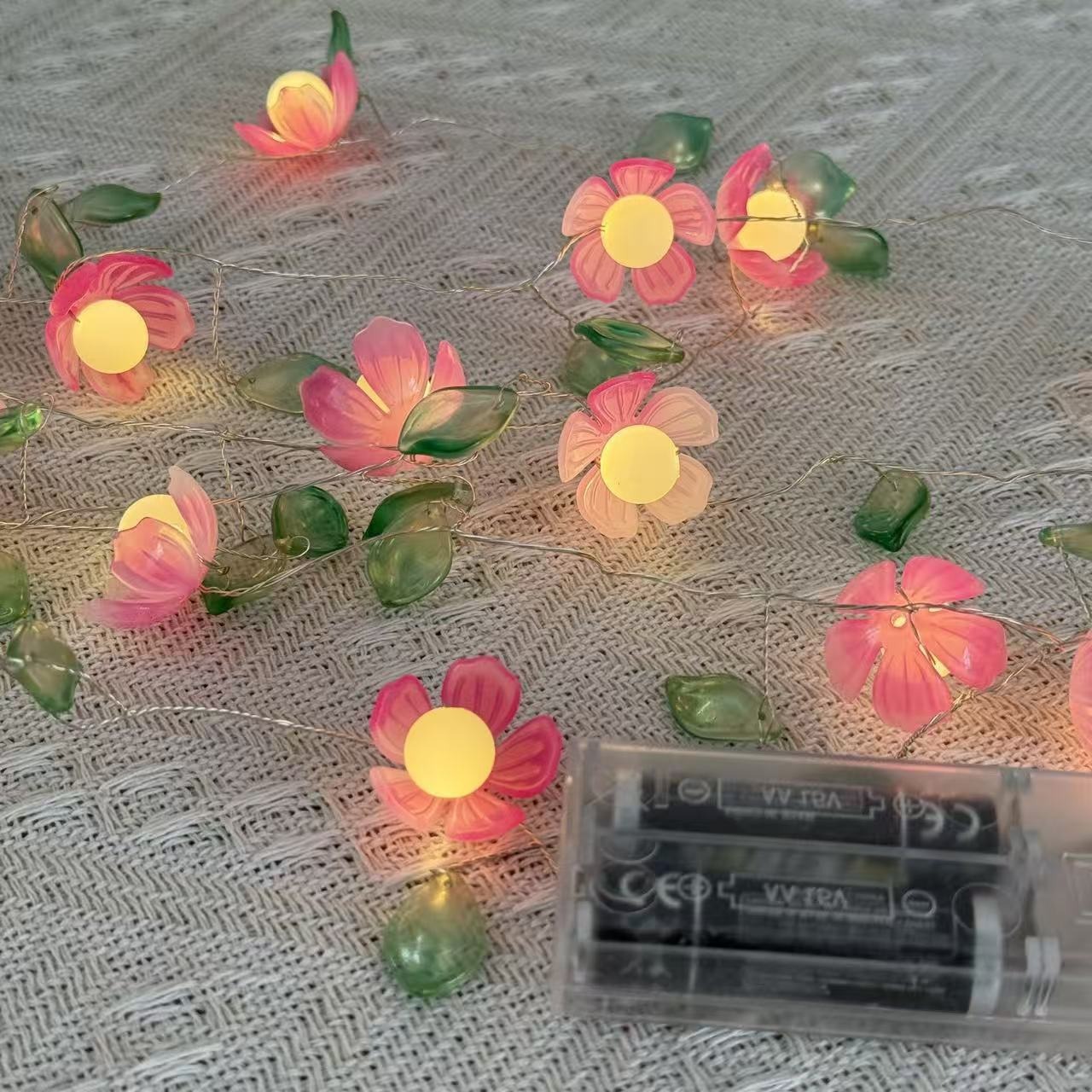 Artificial Peach Blossom LED Copper Wire String Lights photo 1