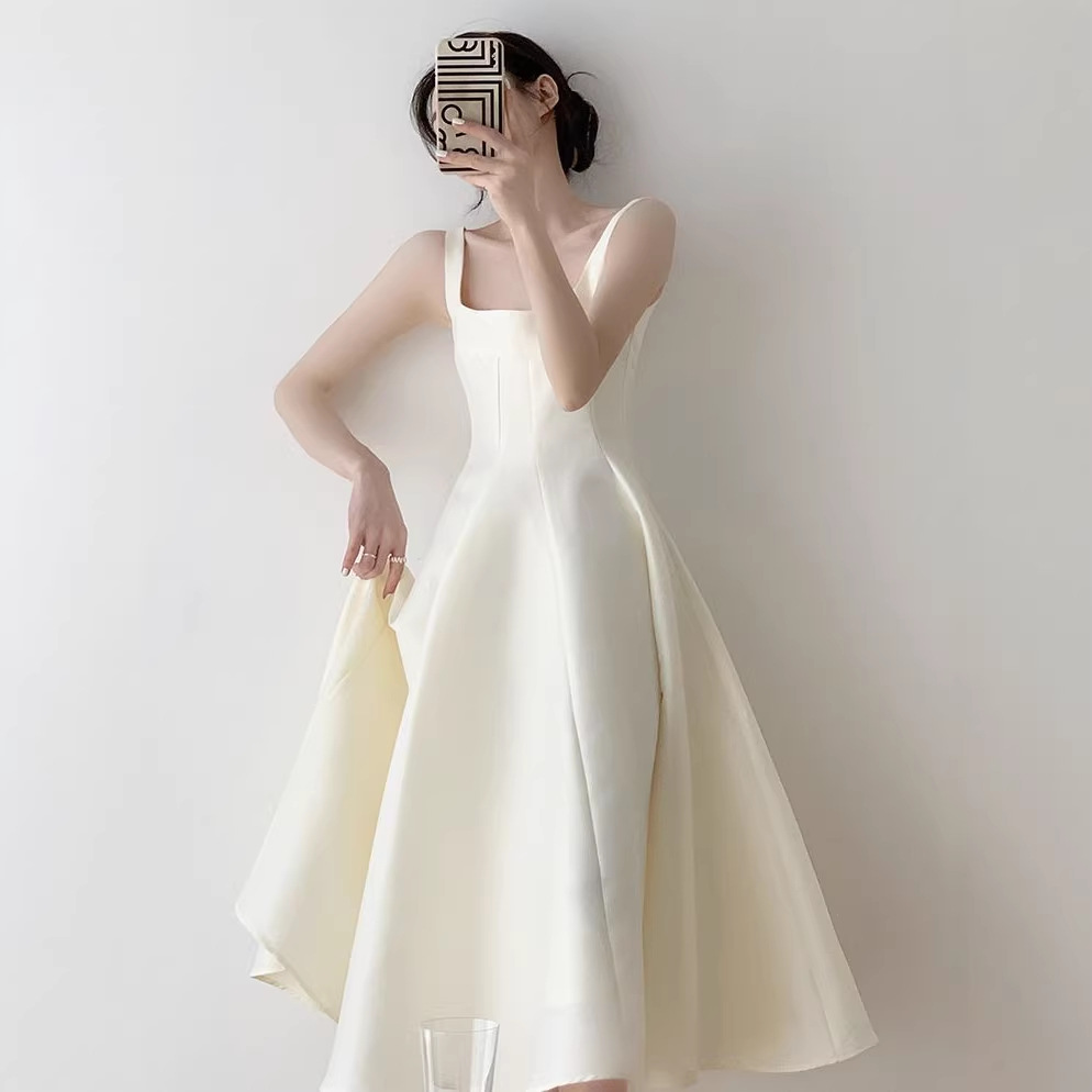 French Style Sleeveless Camisole Dress - Women's Slim Fit Minimalist Summer Short Dress photo 1