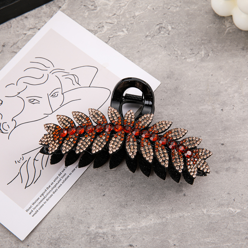 Full-rhinestone Fan-shaped Flower Shark Clip Hair Accessory photo 3