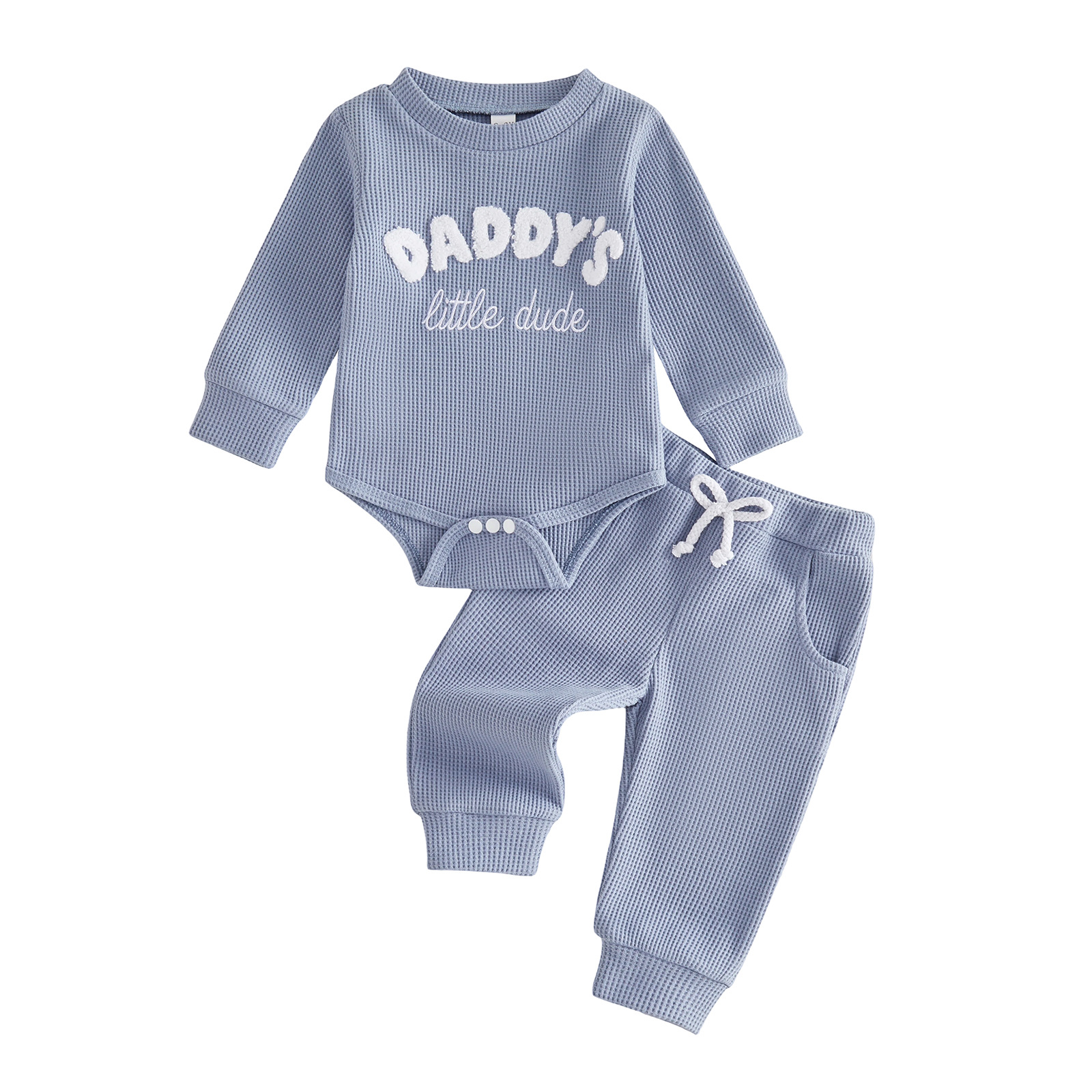 Letter Embroidery Long Sleeved Jumpsuit Long Pants Two-piece Set photo 2