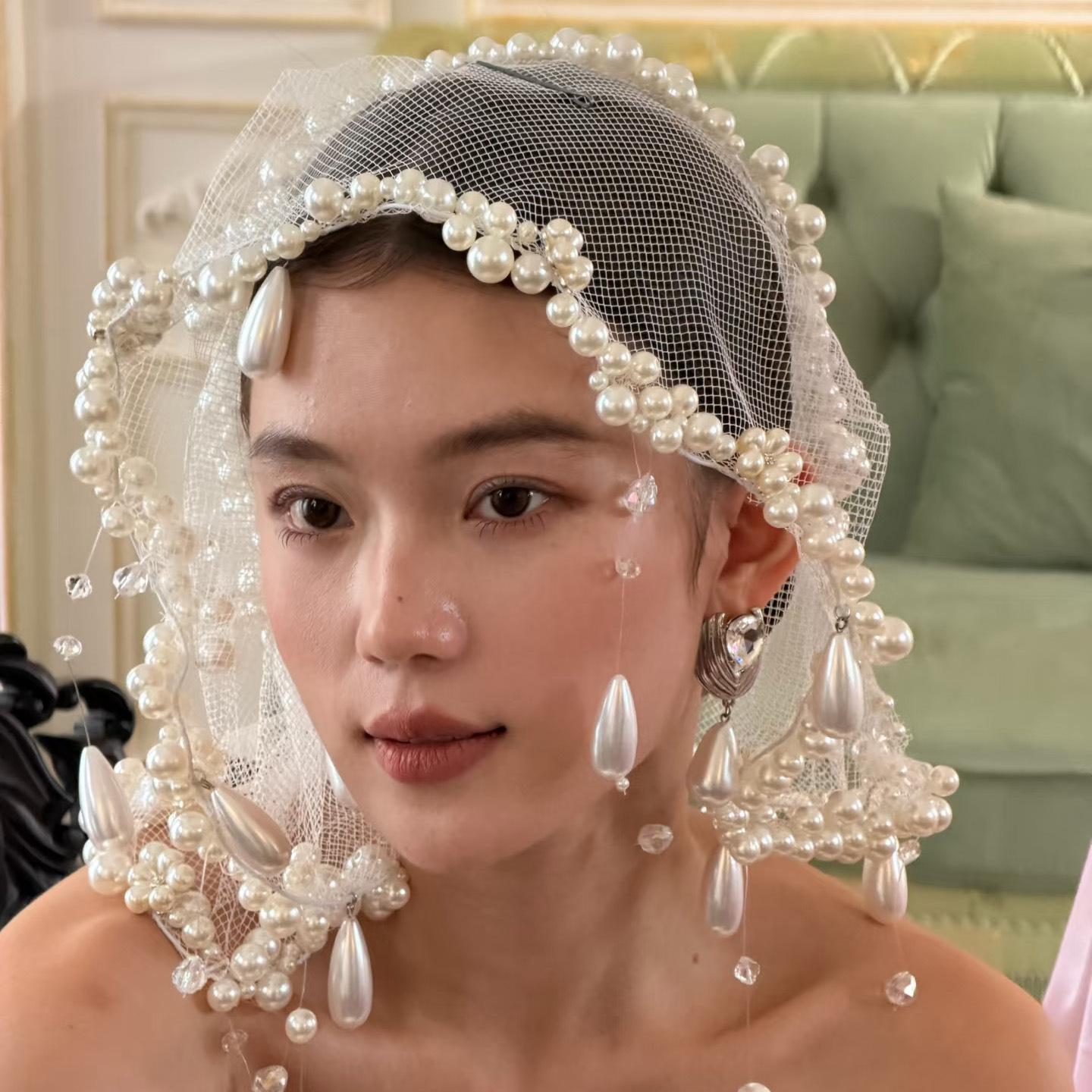 Pearl Tassel Veil Wedding Accessory Short Bridal Veil For Women photo 1