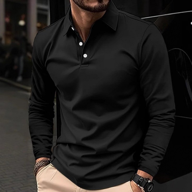 Men's Casual Lapel Long-sleeve Sports Polo Shirt photo 6