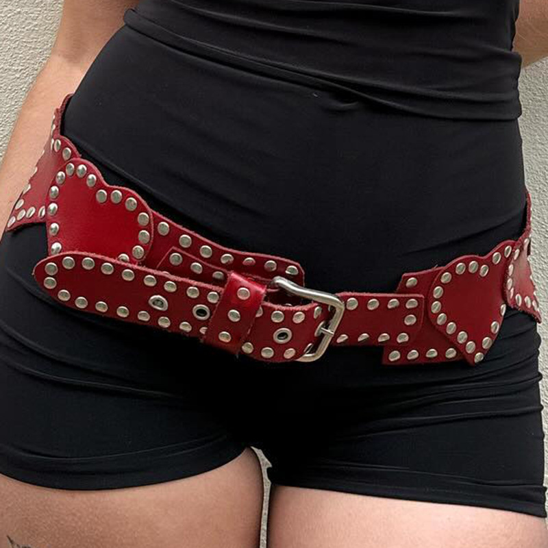 Retro Elastic Heart-shaped Leather Waist Belt For Cinching The Waist photo 1