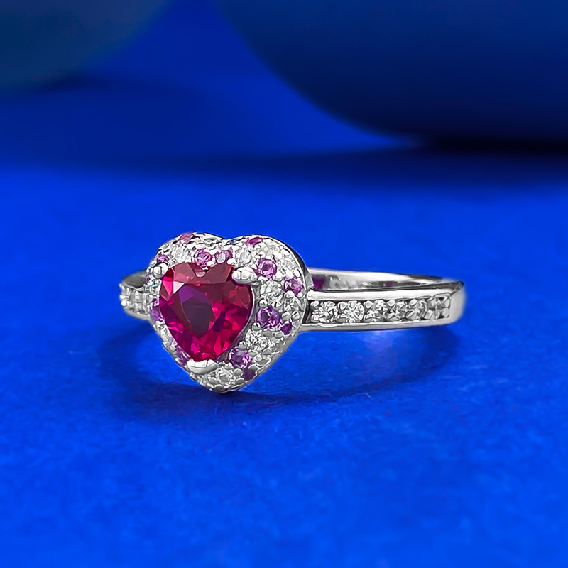 S925 Silver Heart-shaped Ring With Full Diamonds photo 3