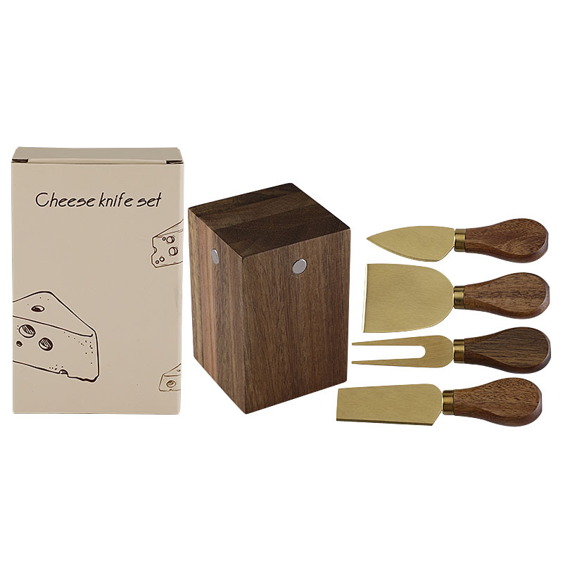 Acacia Wood Magnetic Stainless Steel Cheese Knife Set 5 Pieces photo 8