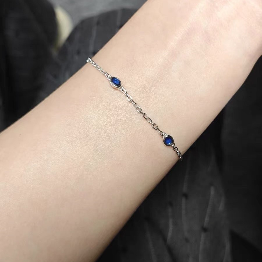 Blue Bubble-cut Diamond Bracelet Versatile For Layering photo 6