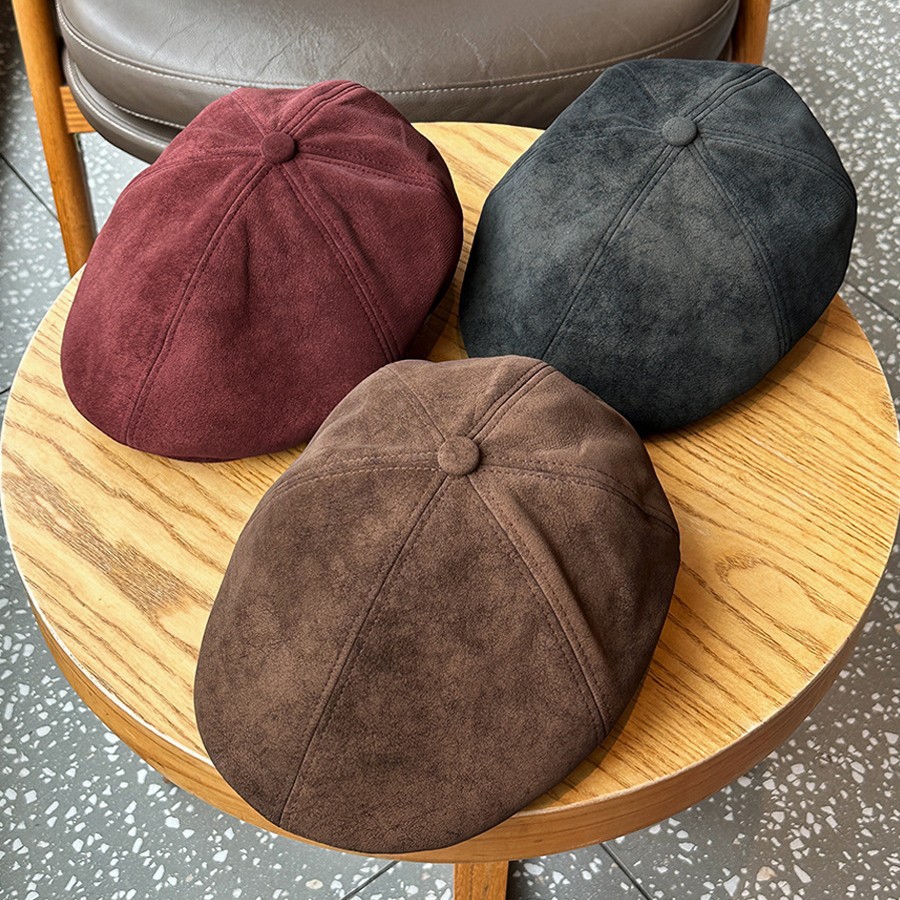 Vintage Distressed Suede Flat Cap Men's Beret photo 5