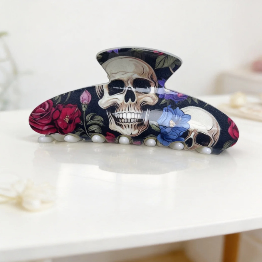 Colorful Skull And Flower Hair Clip Accessory photo 3