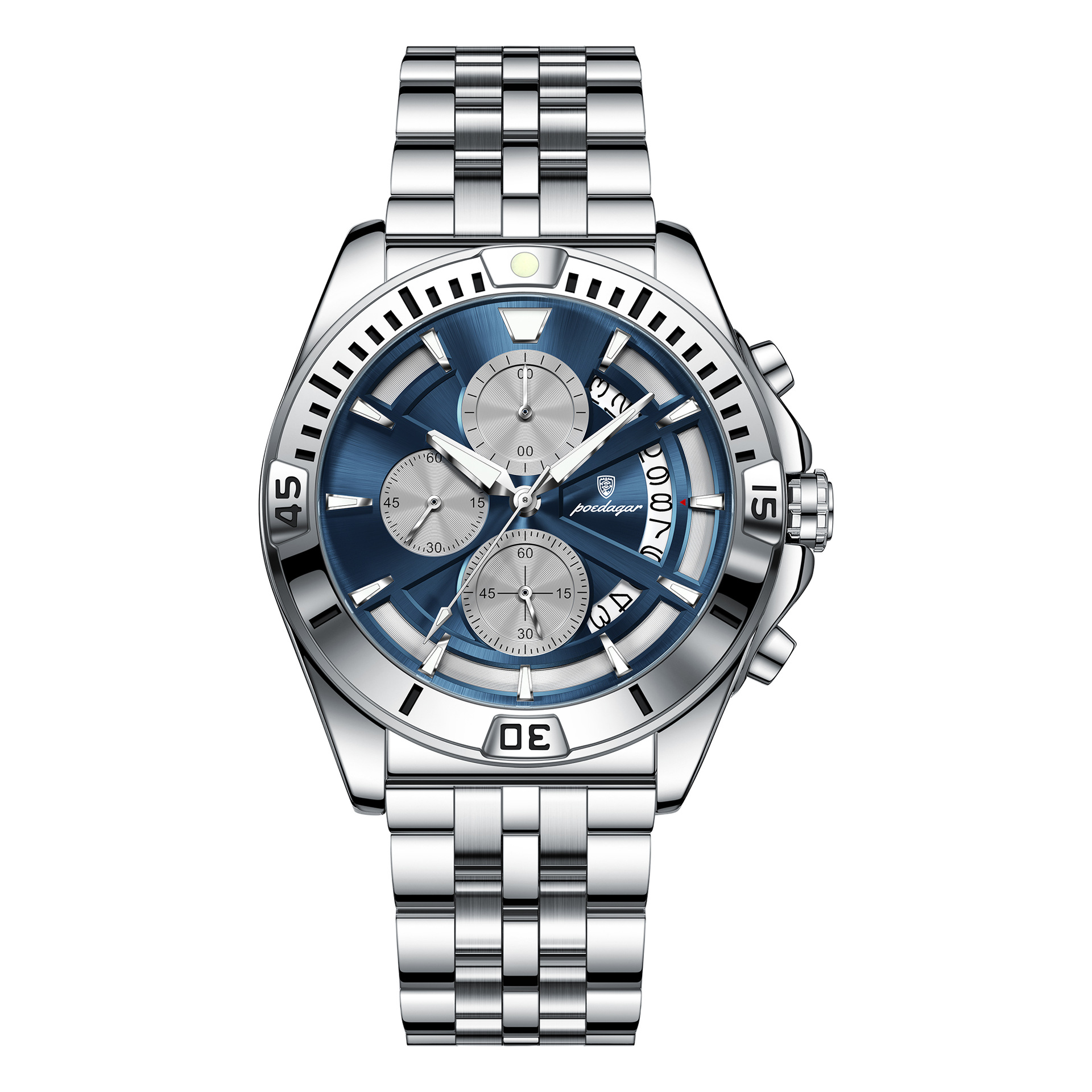 Multifunctional Dual-button Butterfly-clasp Waterproof Mens Watch photo 3