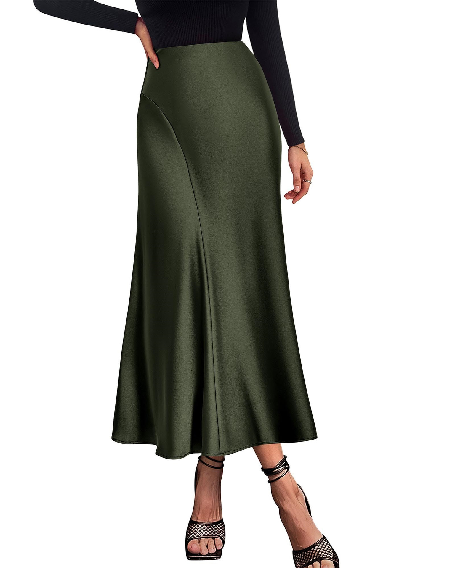 Woven Acetate Draped High-waisted Mermaid Skirt For Women photo 4