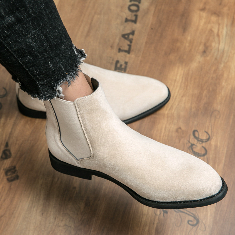 Velvet-lined British-style Pointed-toe Trendy Casual Slip-on Work Leather Boots photo 2