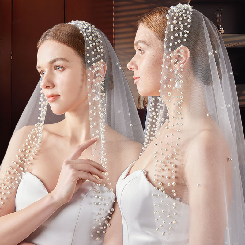 Bridal Beaded Single-layer Mid-length Veil photo 1