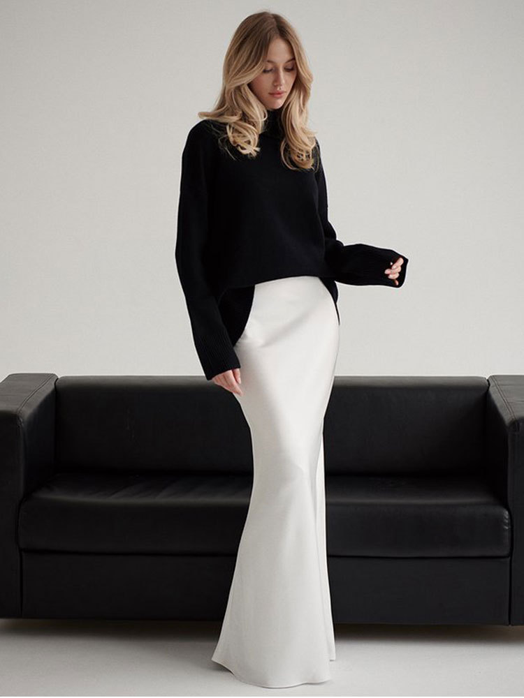 Women's Spring Satin And Velvet Long Skirt photo 3