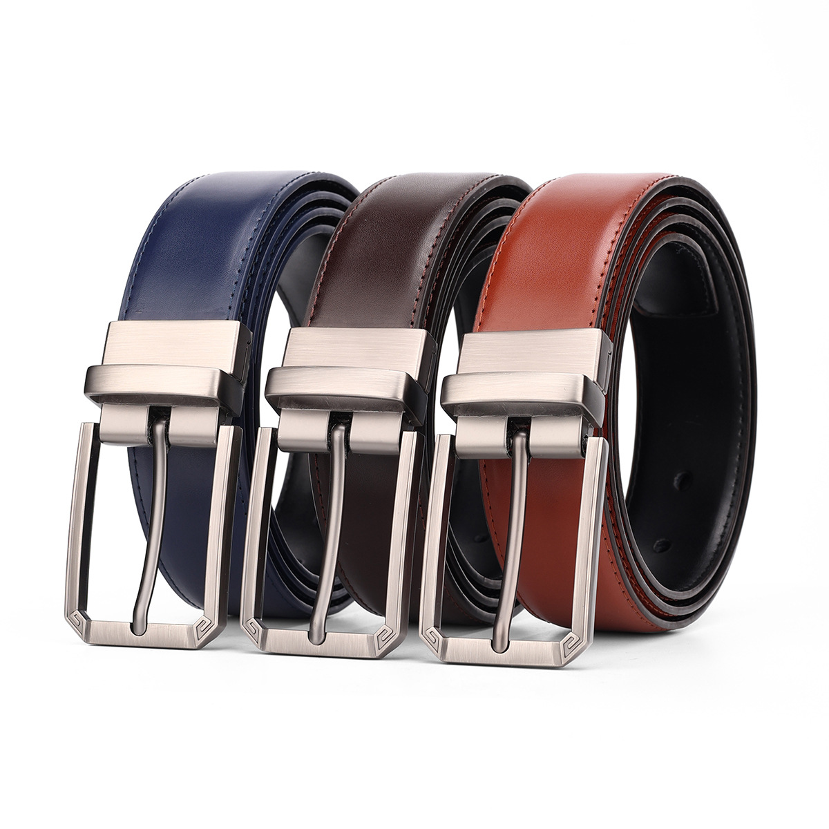 Men's Rotatable Pin Buckle Leather Belt photo 4