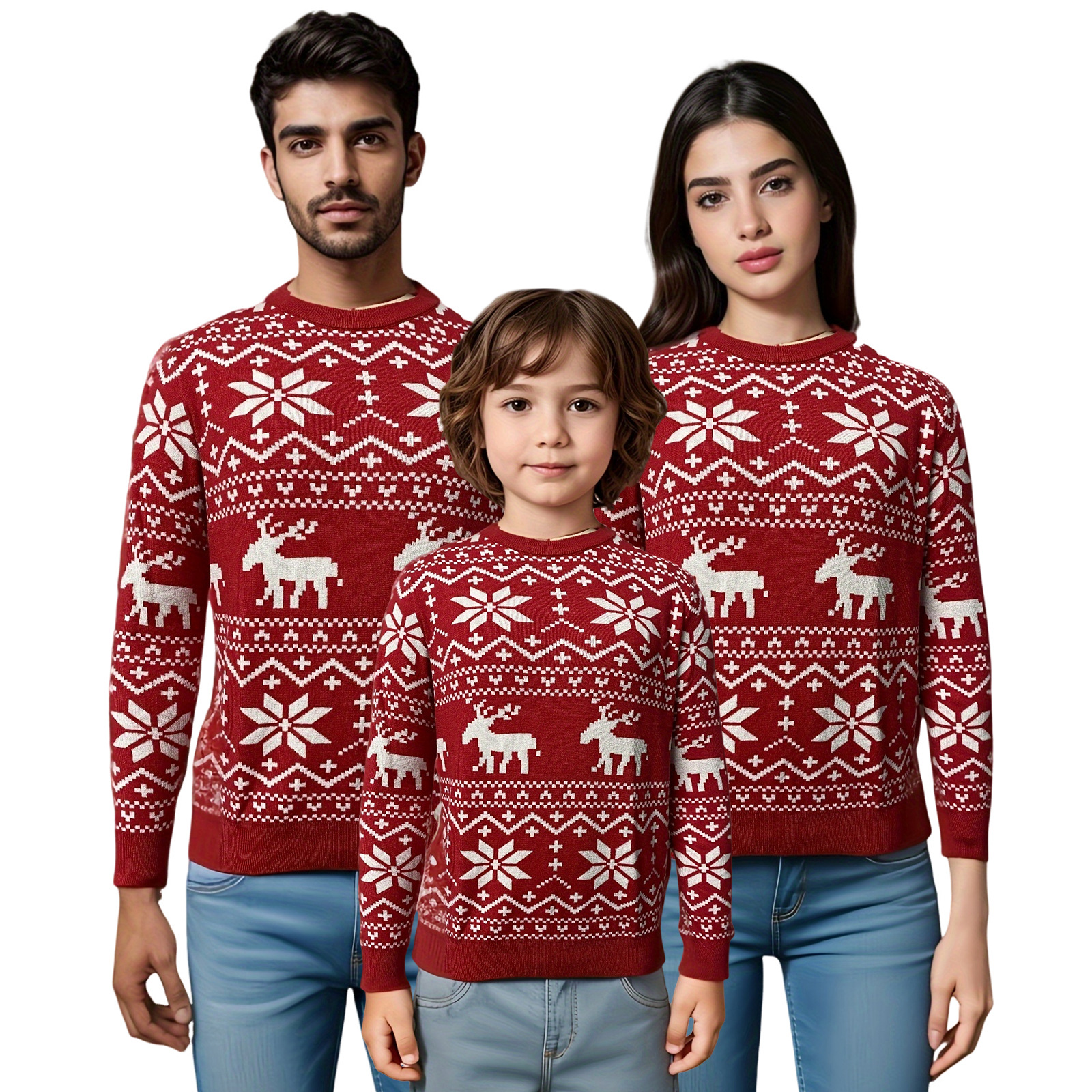 Women's Christmas Round Neck Loose Long Sleeves Sweater photo 7