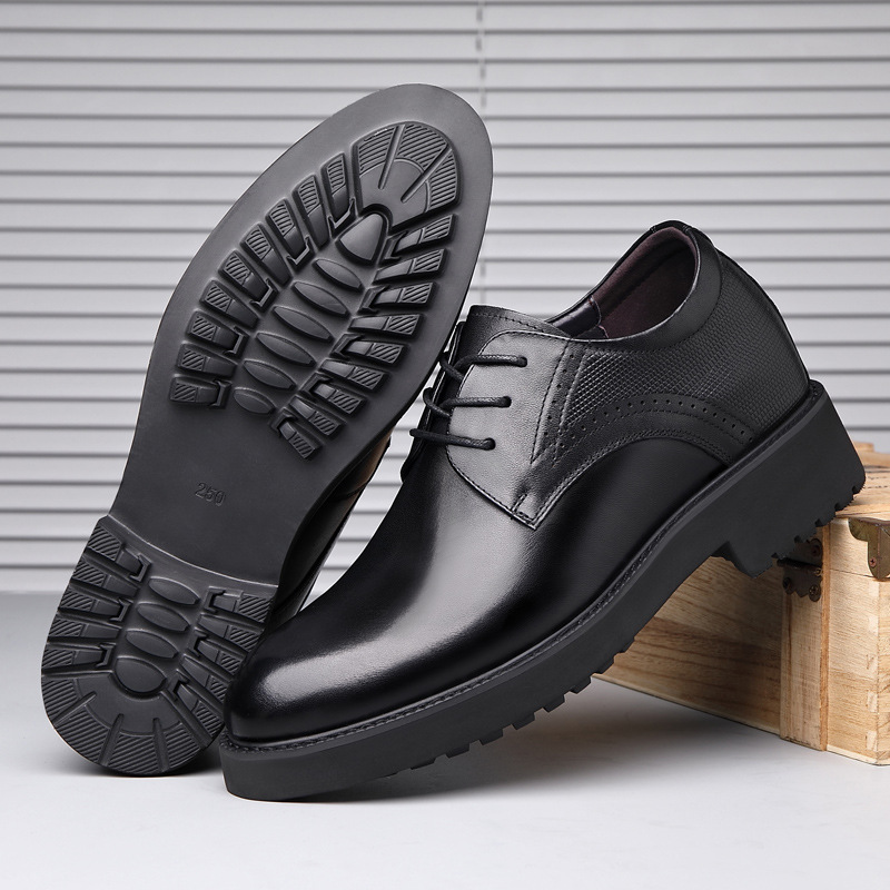 Men's Lightweight Thick-soled British-style Genuine Leather Casual Wedding Shoes photo 6