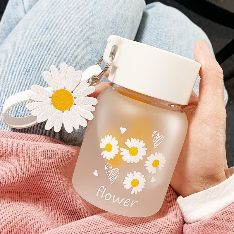 Portable Daisy-patterned Glass Cup photo 4