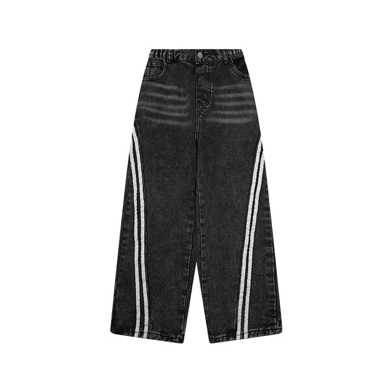 Retro Childrens Straight-Leg Casual Patchwork Jeans photo 3