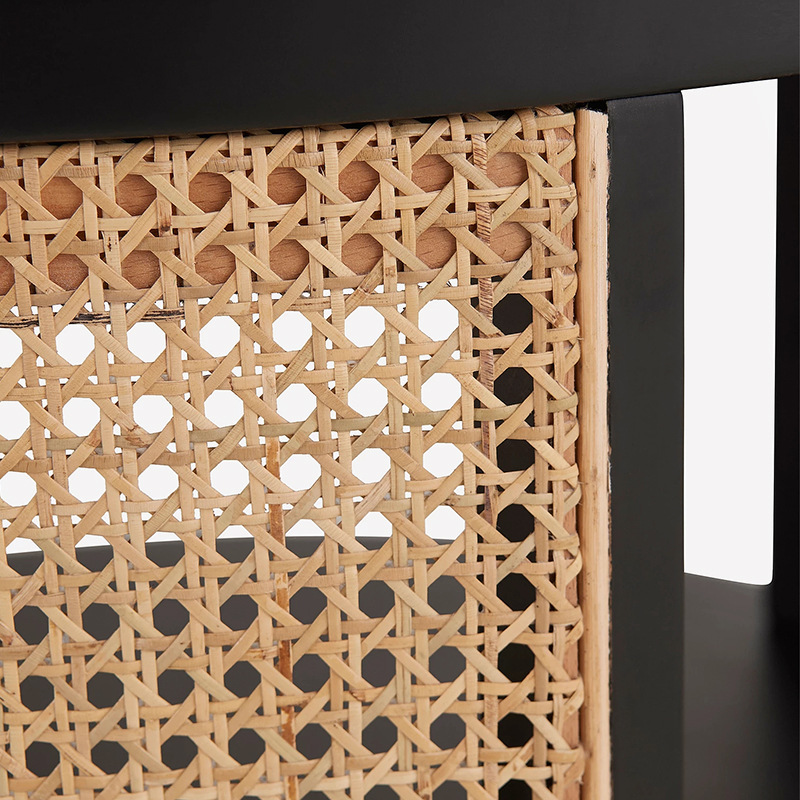 Solid Wood Double-layer Rattan Tea Table photo 2