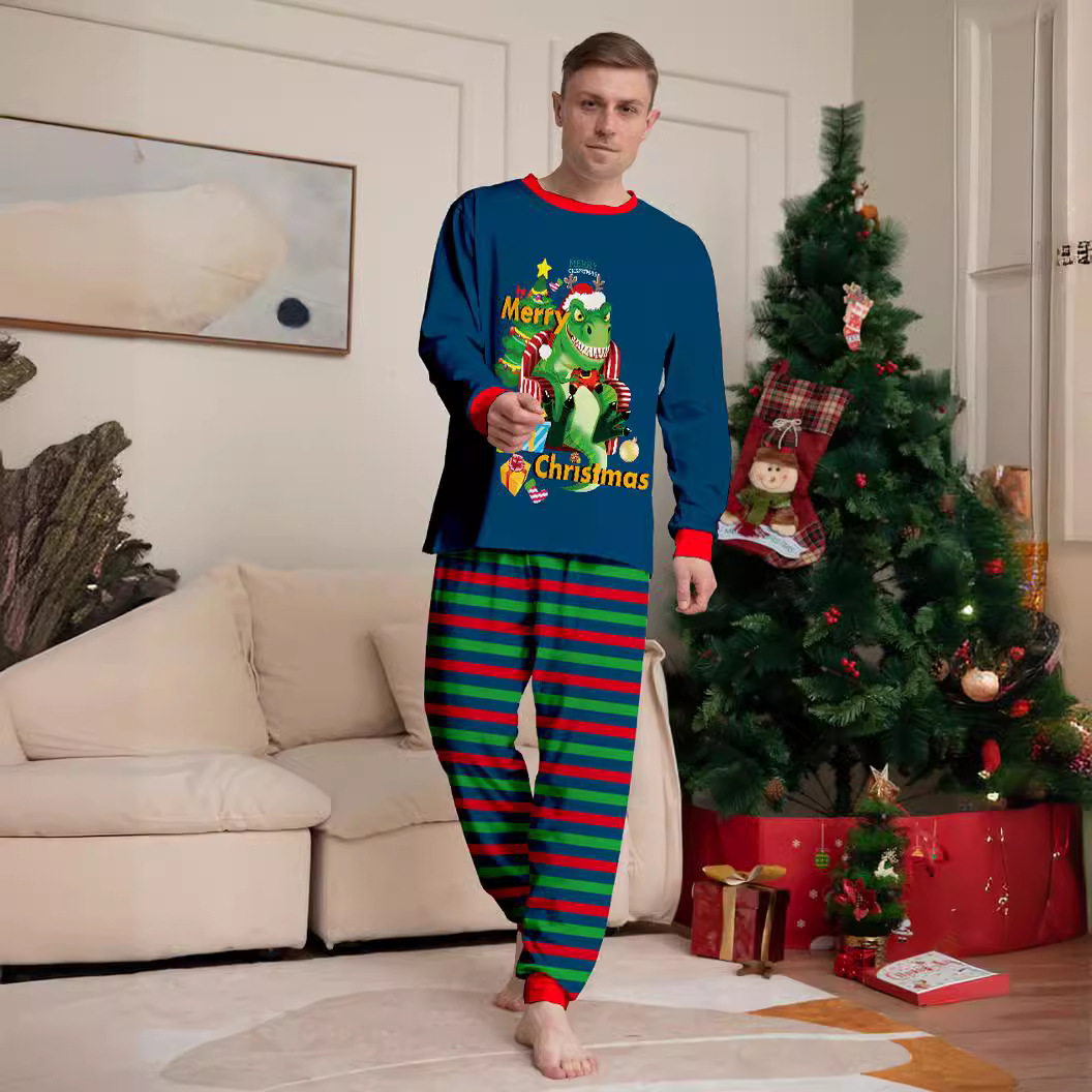 Tyrannosaurus Letter Christmas Tree Printing Parent-child Suit Pajamas photo 2