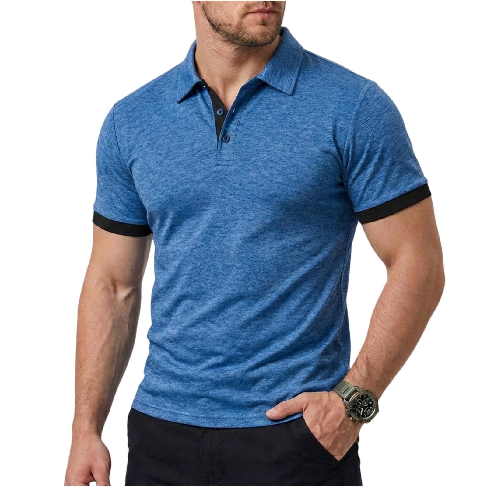 Mens Short-sleeve Polo Shirt With A Turn-down Collar photo 7
