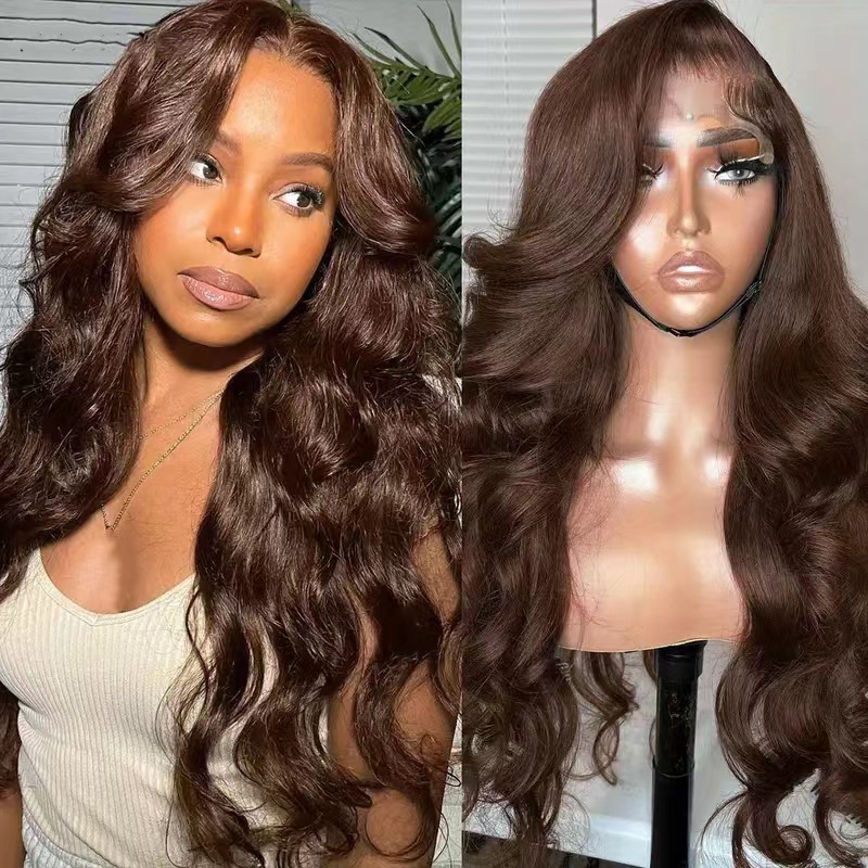 Dark Brown Large Wave Lace Front Wig Synthetic Headpiece photo 6