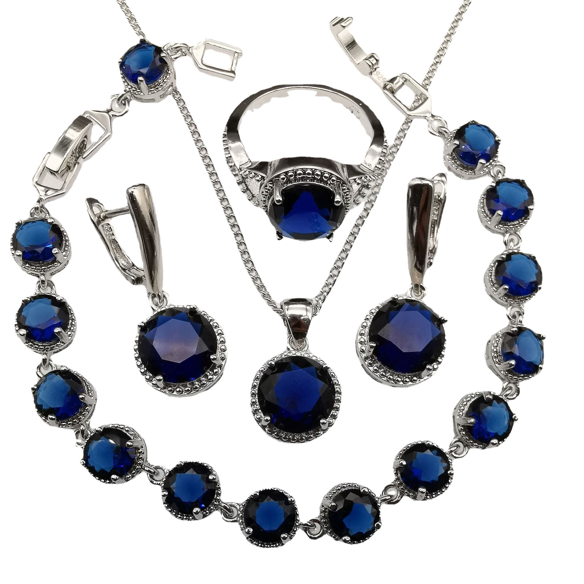 European And American Style Jewelry Round Diamond 4 PCs Set photo 3