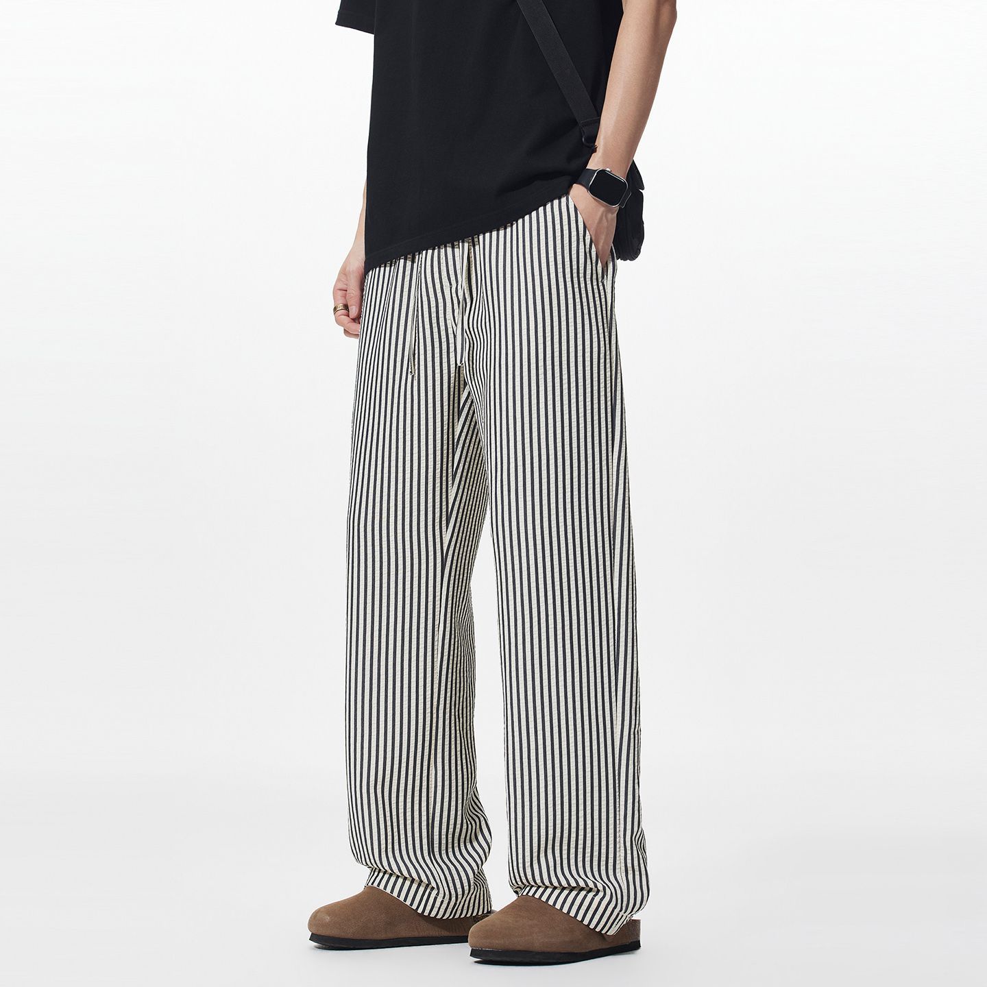 Versatile Relaxed-fit Niche Striped Casual Pants photo 1