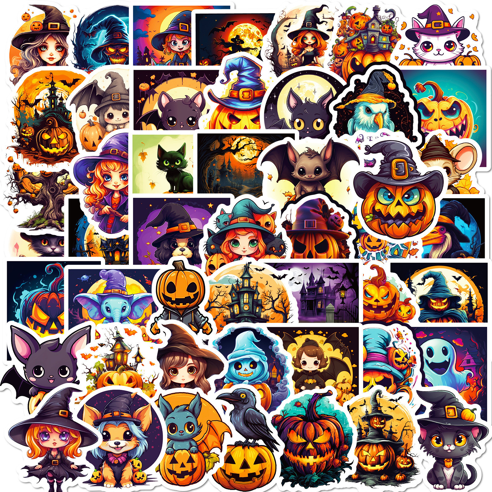 300 Cartoon Pumpkin Witch Cute Ghost Graffiti Stickers Halloween Holiday Decoration Stickers DIY Refrigerator Mobile Phone photo 3