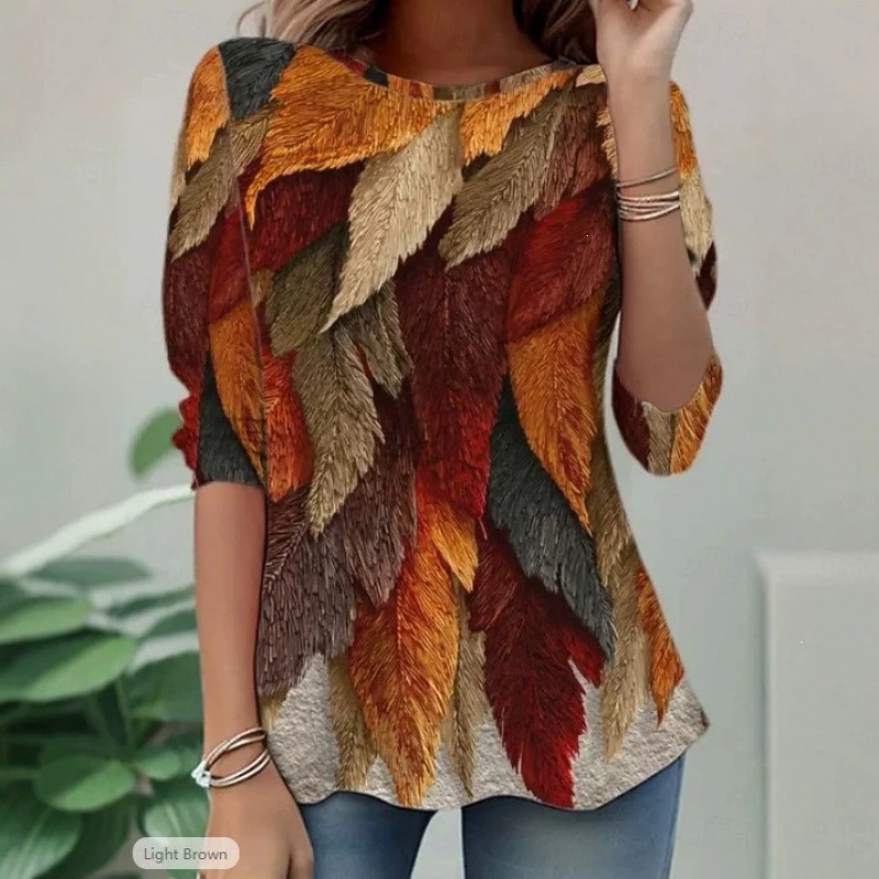 Women's Fashion Top Round-neck Printed T-shirt photo 1