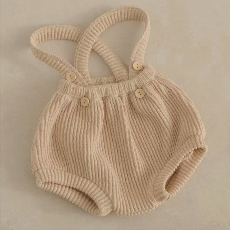 Baby Knitted Suspender Overalls, High-waisted Romper photo 2
