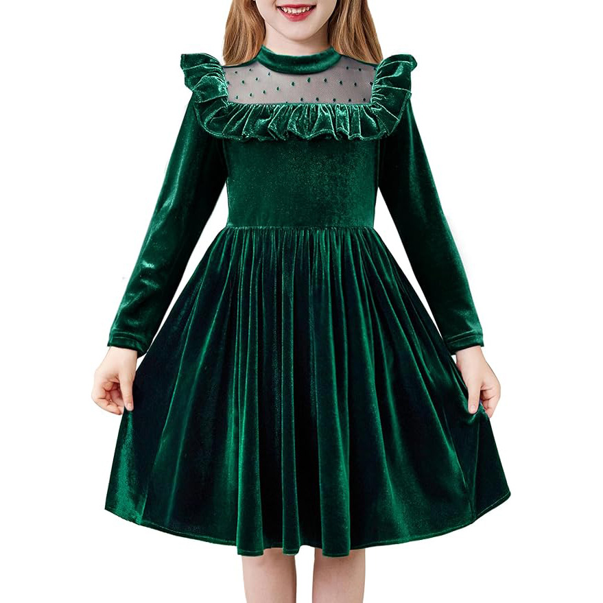 Ruffled Long-sleeve Princess-style Christmas Dress photo 4