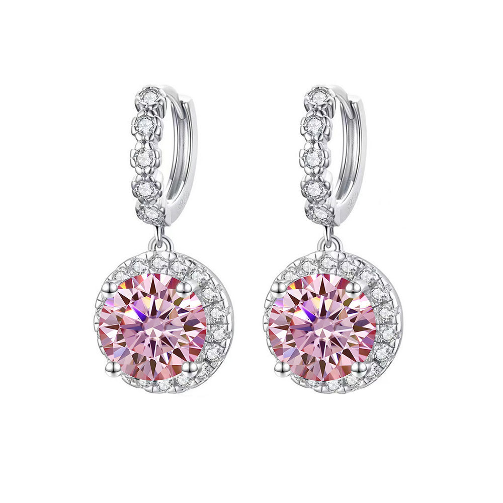 S925 Sterling Silver Moissanite Round Fashion Earrings photo 4