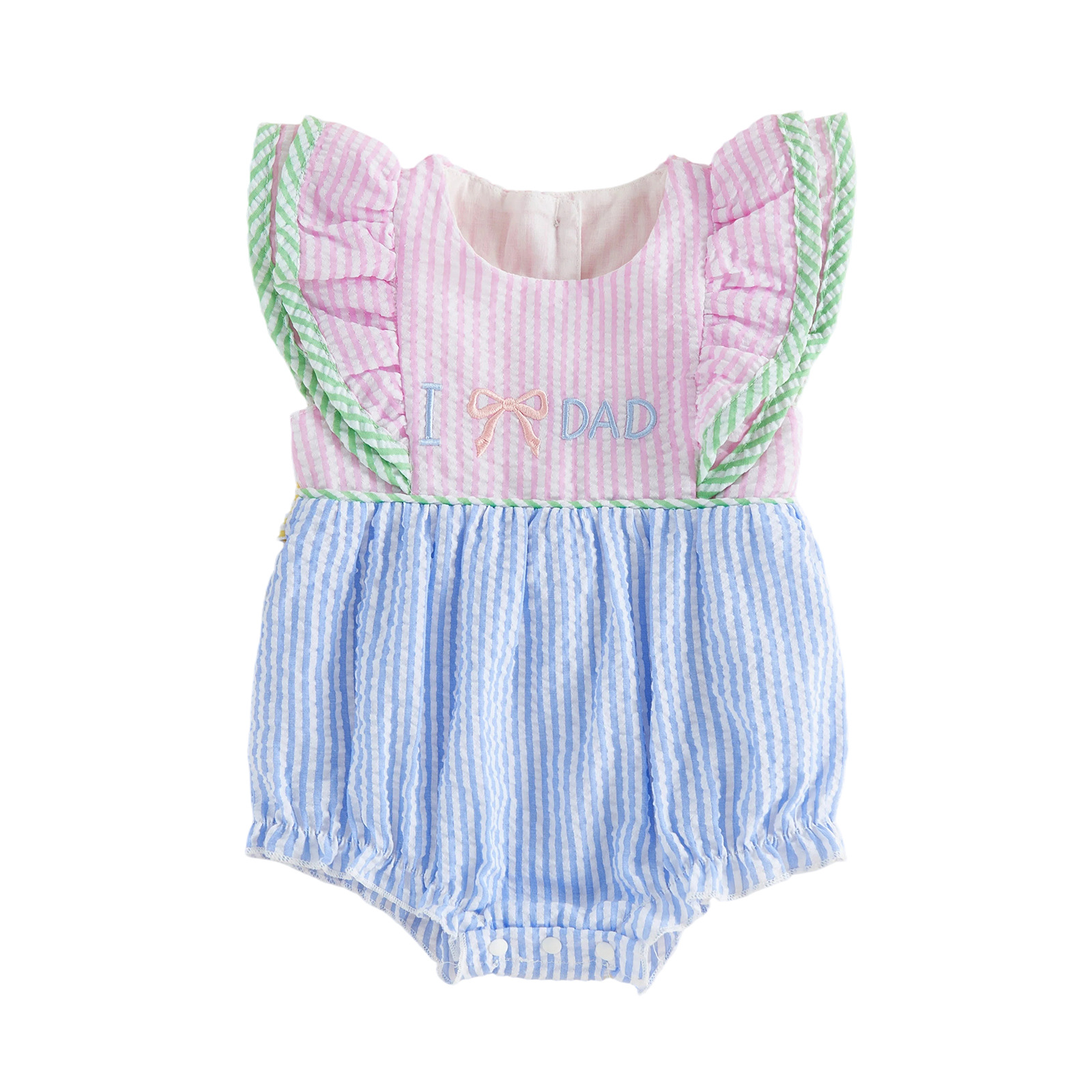 Bow-Embroidered Flared-Sleeve Romper And Bottoming Dress photo 4