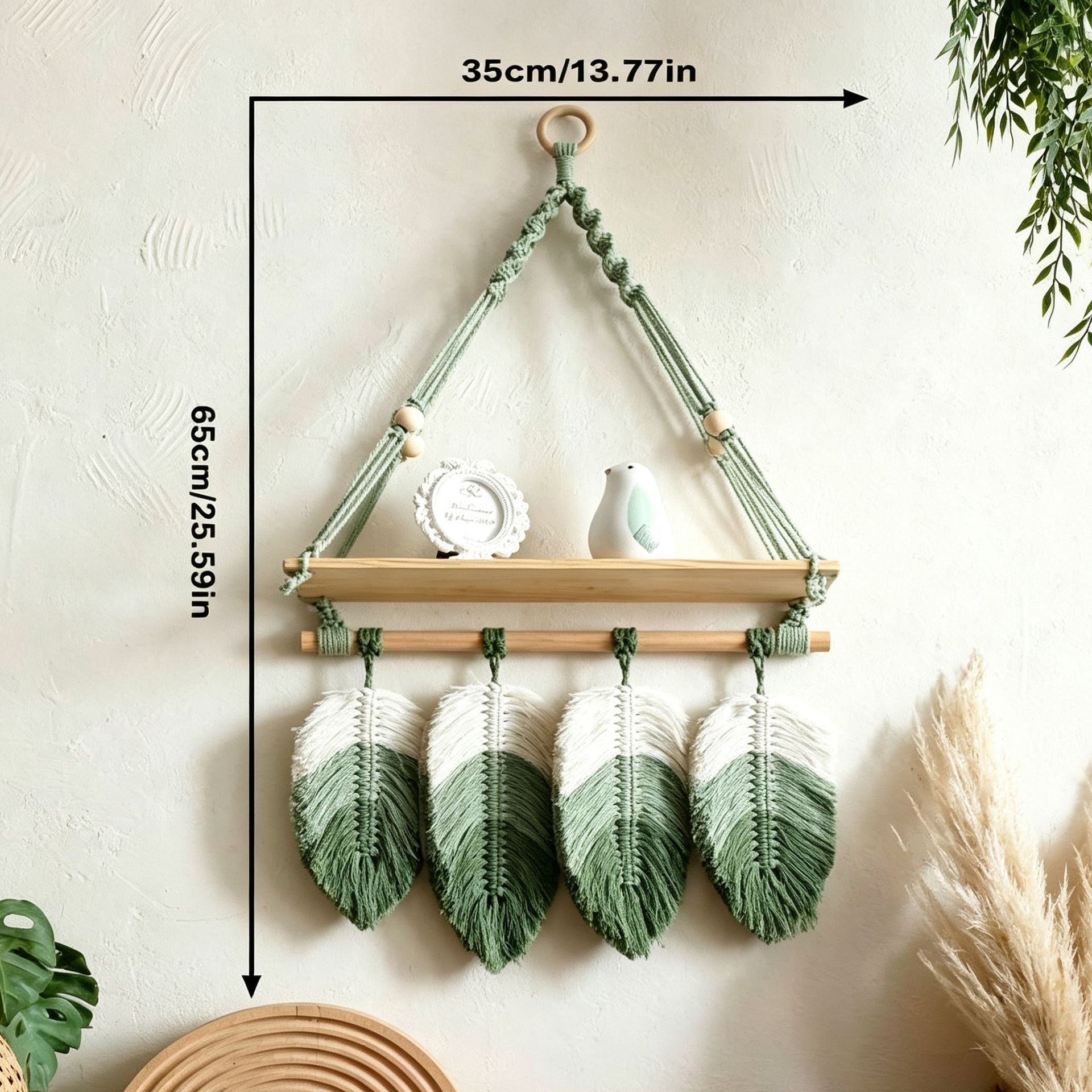 Bohemian-style Rope-woven Wall-mounted Shelf photo 2