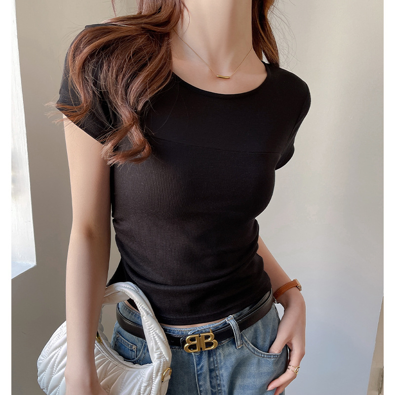 High-end Short-sleeve Top With A Spliced photo 5