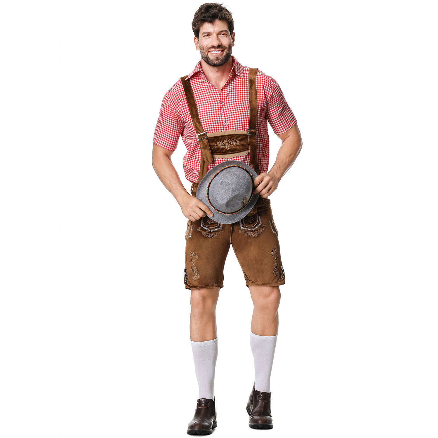 Embroidered Men's Beer-themed Overalls Set photo 5