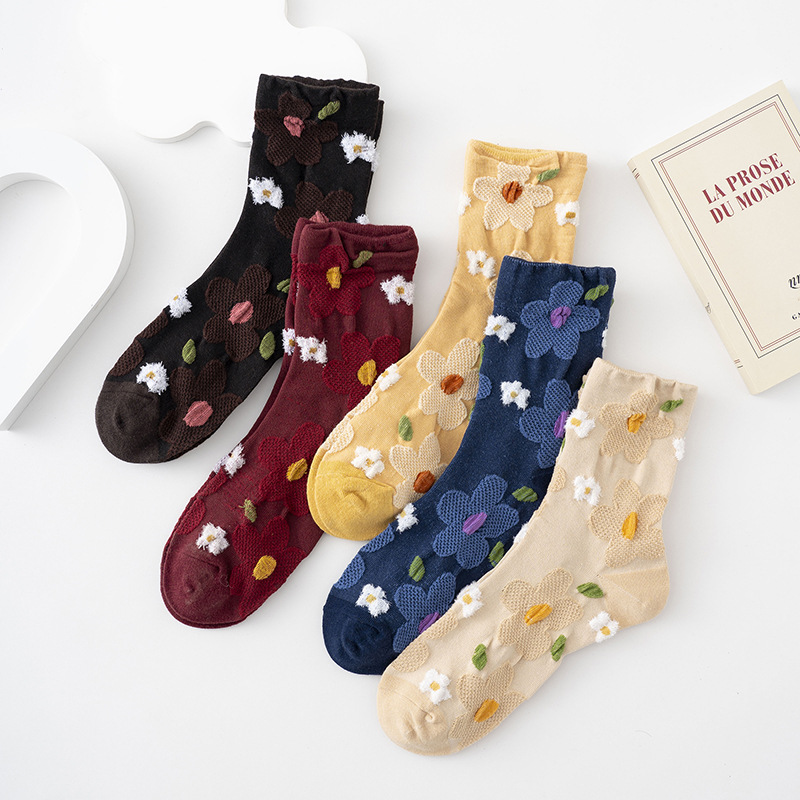 Retro Floral Mid-calf Womens Socks photo 1