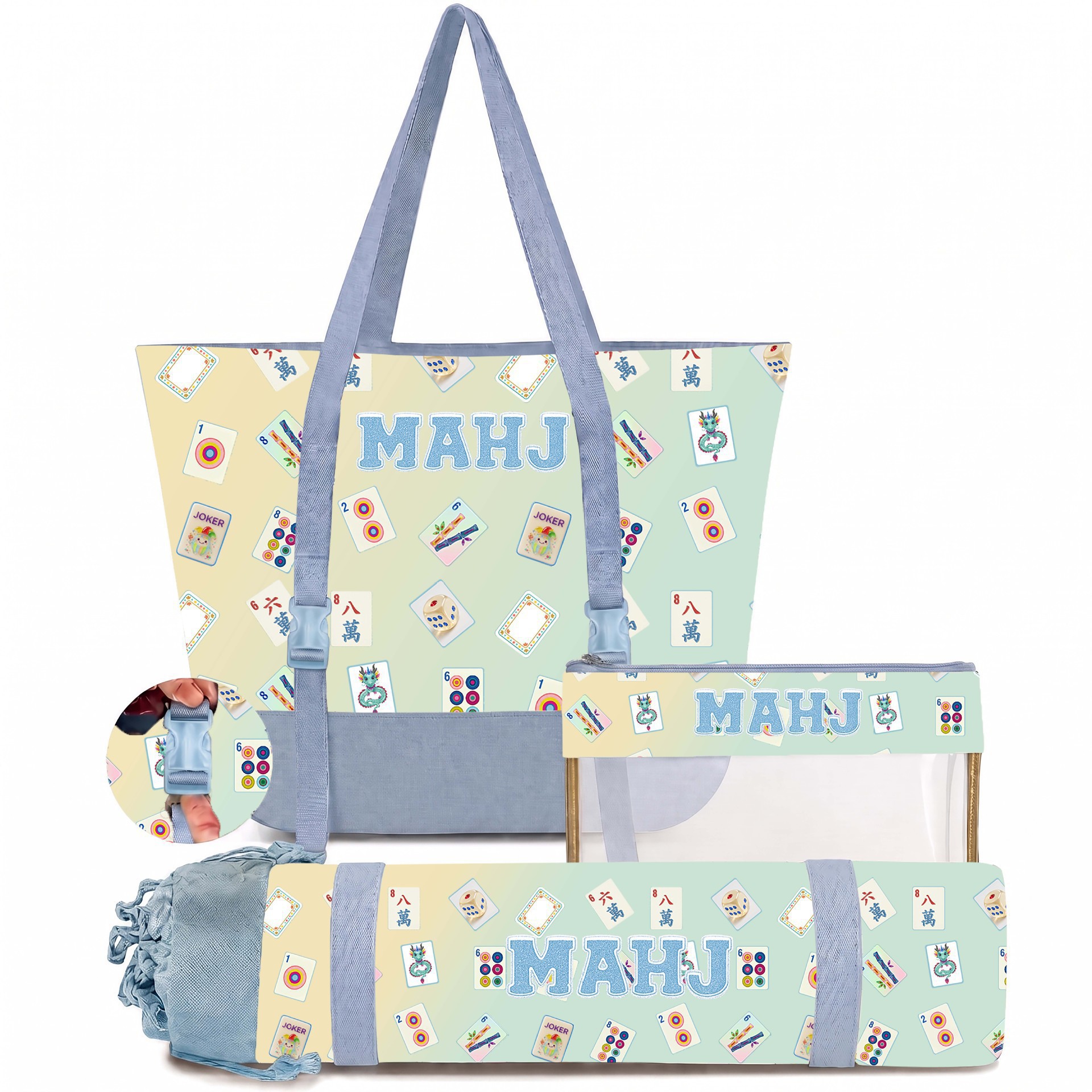 Best-Selling Macaron-Printed Mahjong Card Three-Piece Set photo 5