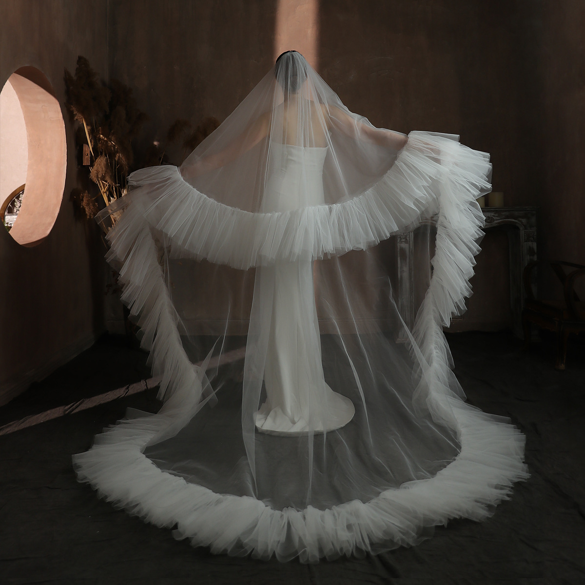 Ruffled Ruffle Double-layer Bridal Veil photo 1