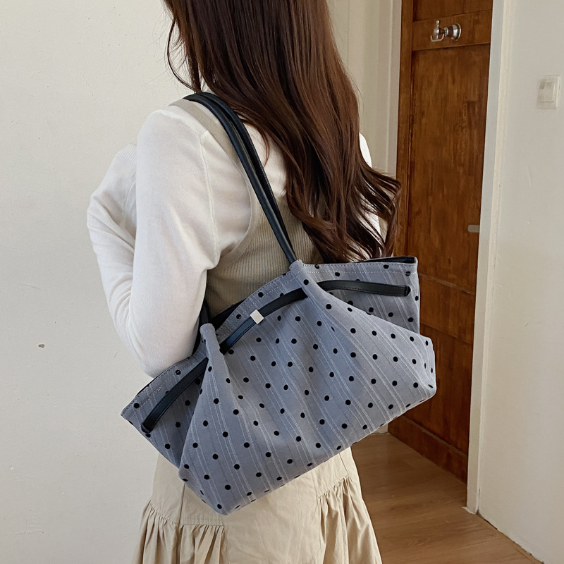 Korean-style Striped Polka-dot Tote Bag For Women New Autumn Winter photo 4