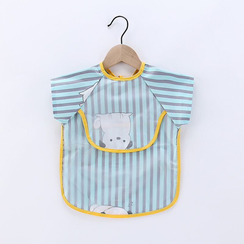 Foldable Baby Smock Bib - Waterproof Long Sleeve Feeding Apron with Pocket for Toddlers photo 2