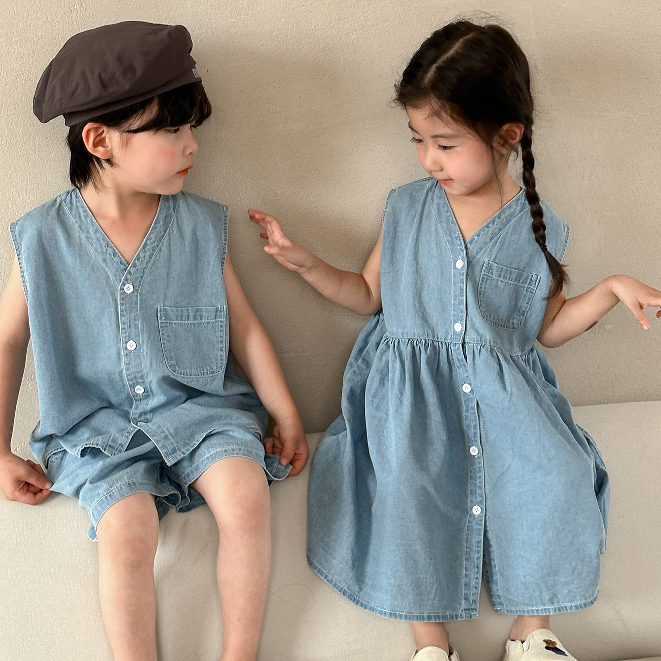 Summer Casual Vest And Shorts Set Sibling Matching Outfit photo 3