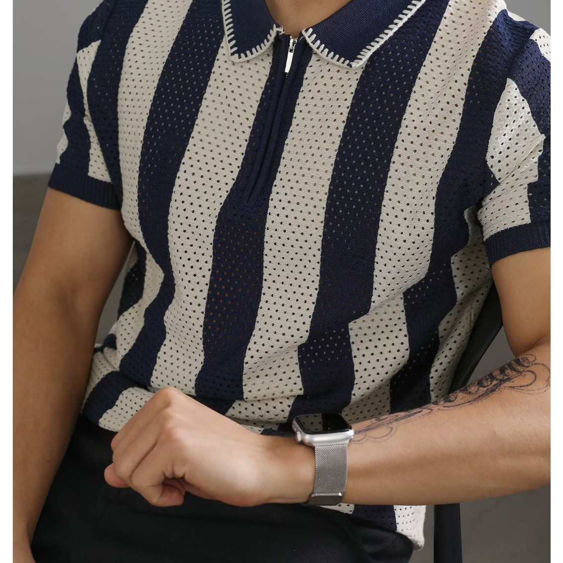 Lapel-collar Business Paul Men's Summer T-shirt For Men photo 4